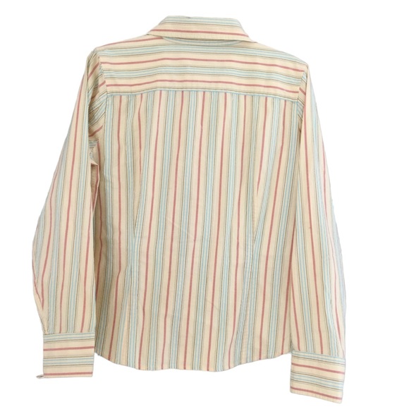 Talbots Button Down Long Sleeved Striped Stretch Blouse Size Medium - Picture 3 of 9